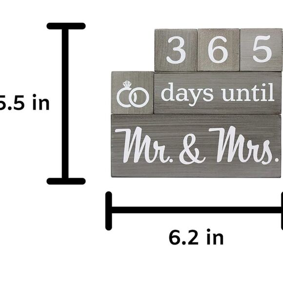 Wedding Countdown Calendar Wooden Blocks for Engagement or Bridal Shower NEW - Picture 4 of 6